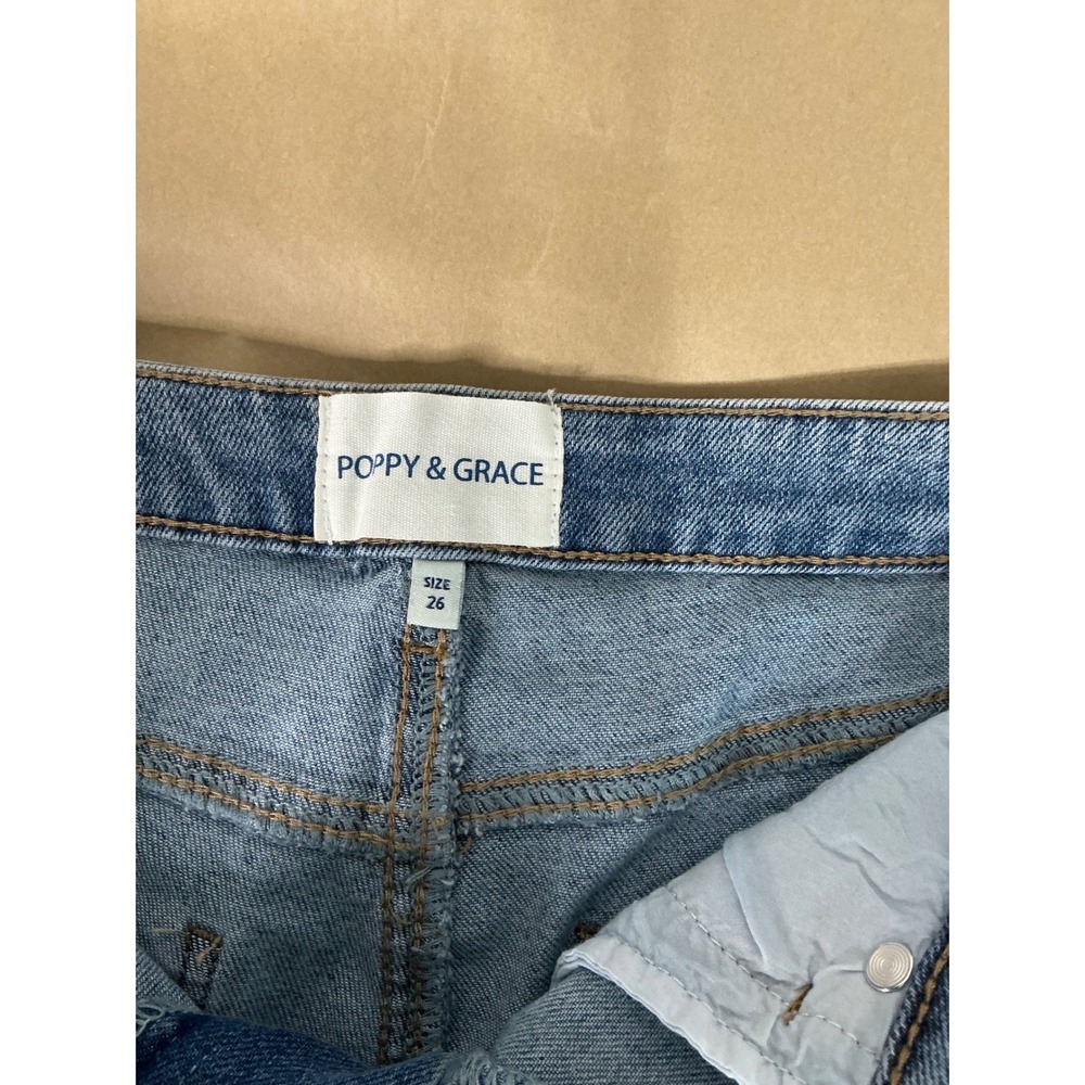 Poppy & Grace Women Glitter Bow Denim Shorts Size 26 High Rise Blue - Picture 6 of 9